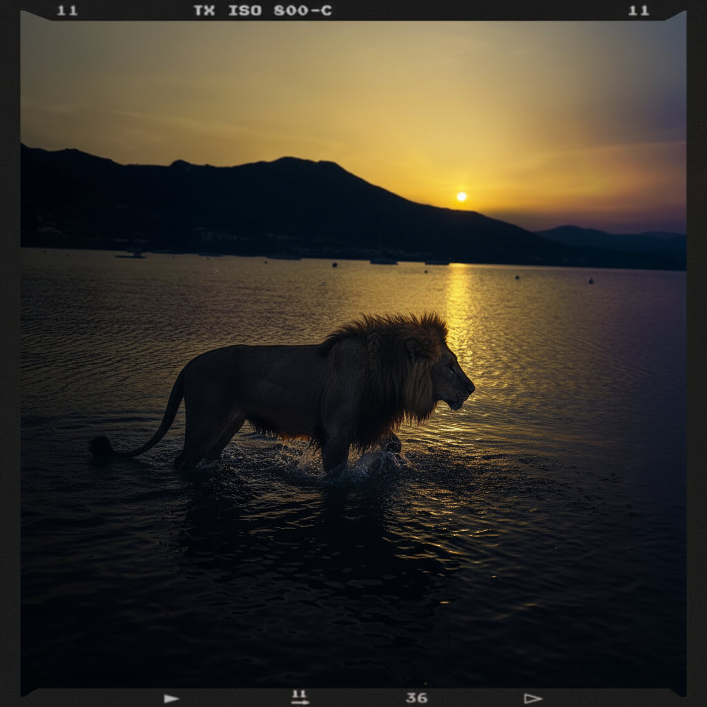 León IA en la playa